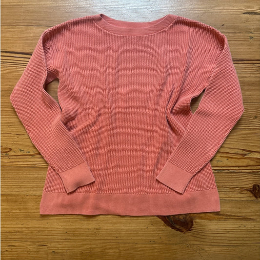 L.L.Bean y2k orange long sleeve waffle knit thermal shirt SIZE M