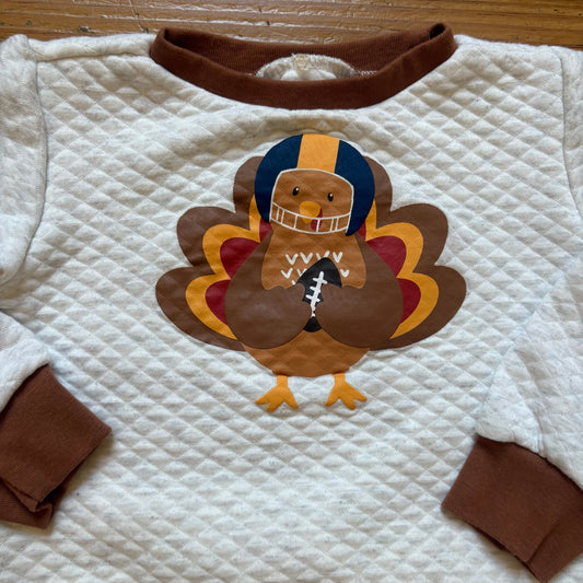 Mini Bean cream football turkey holiday toddler sweater SIZE 4T
