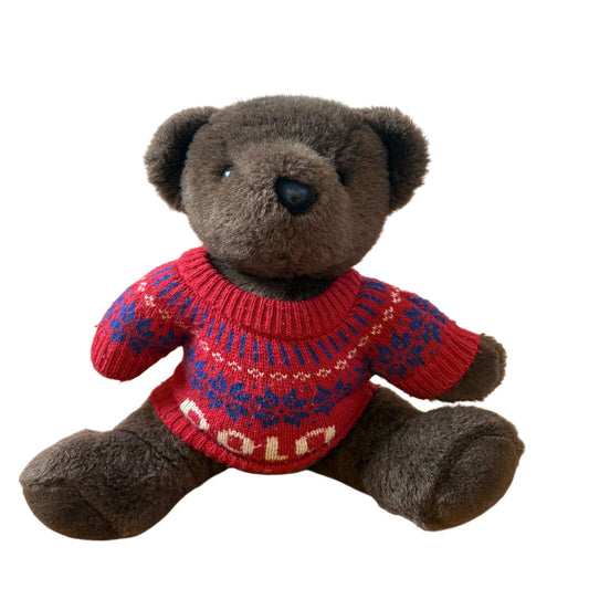 Ralph Lauren 00's dark brown red knit sweater bear plush