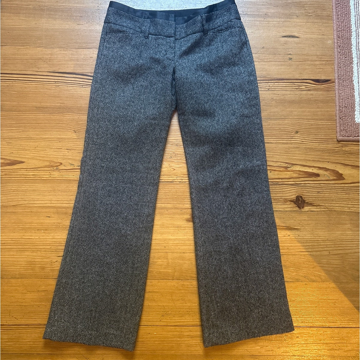 Express Editor black tweed wool blend herringbone wide leg trouser pants SIZE 8R