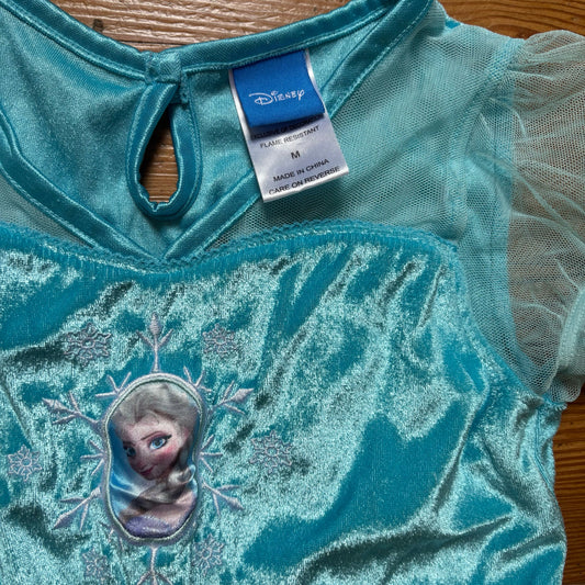 Disney Frozen Elsa light blue velvet sheer overlay short sleeve dress SIZE M