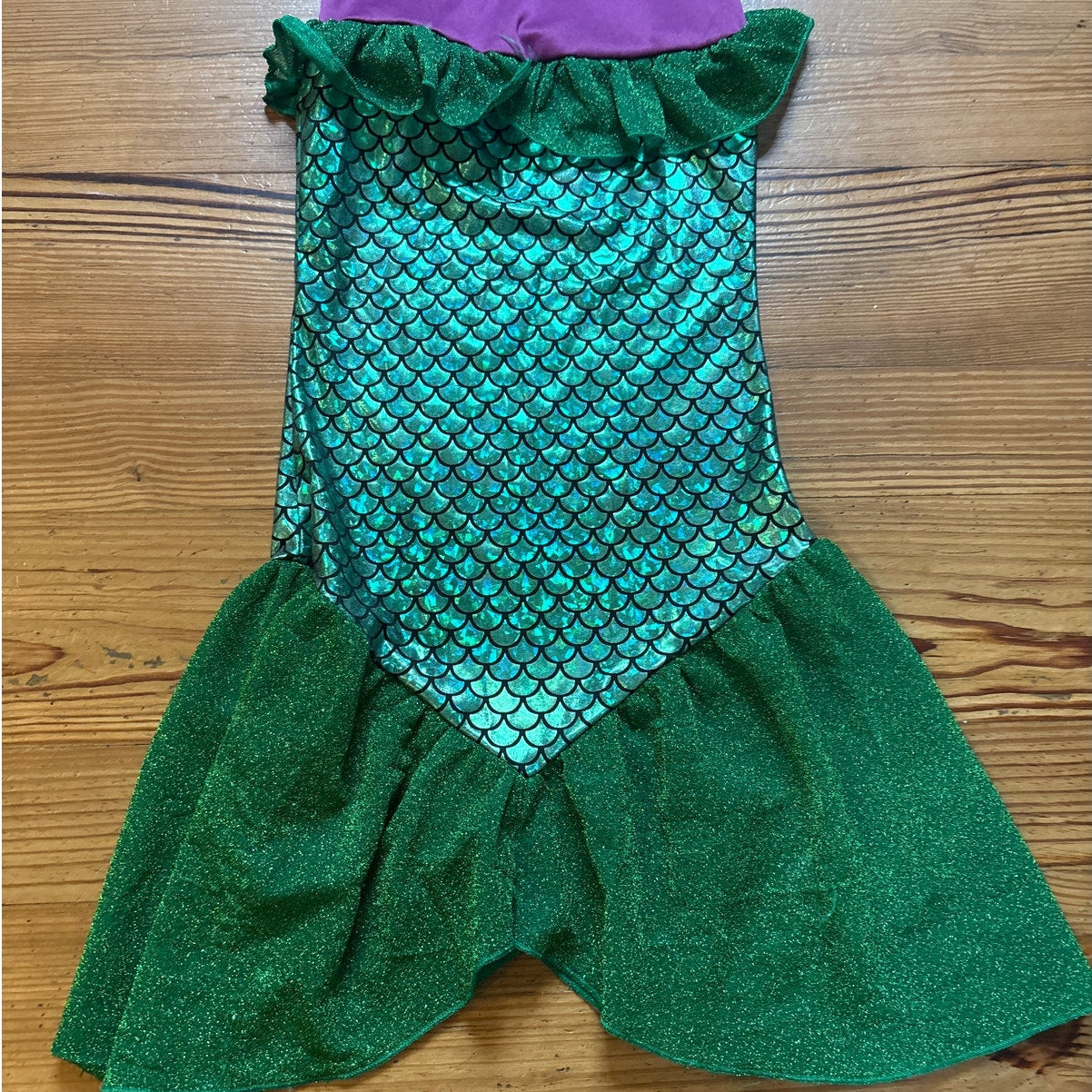 Purple sequin green scale mermaid toddler tank costume dress SIZE 6-7