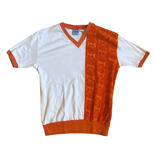 Leisure VTG Clemson Tigers orange white terry cloth short sleeve shirt SIZE M