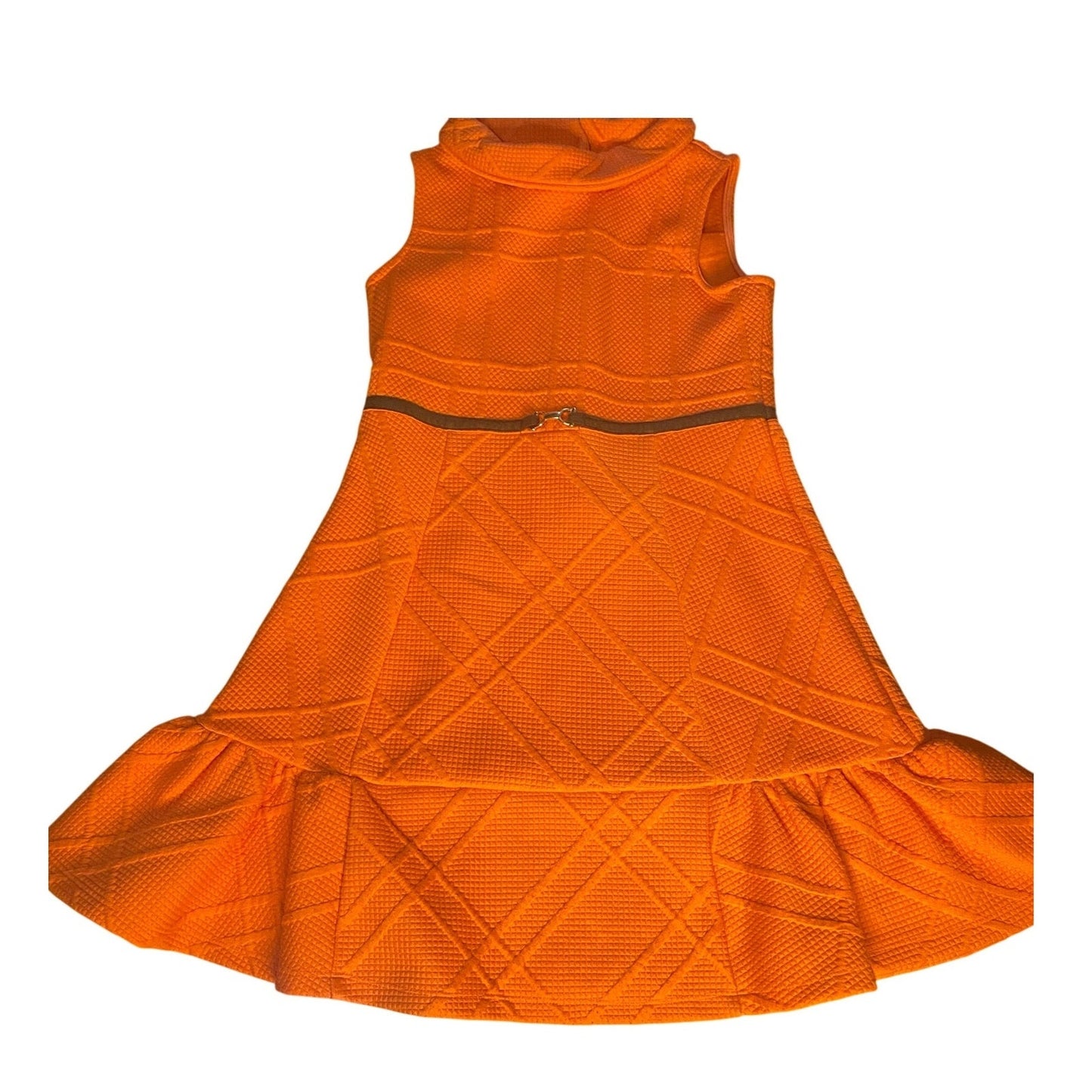 Janie and Jack Jacquard orange ruffle hem sleeveless equestrain dress SIZE 8