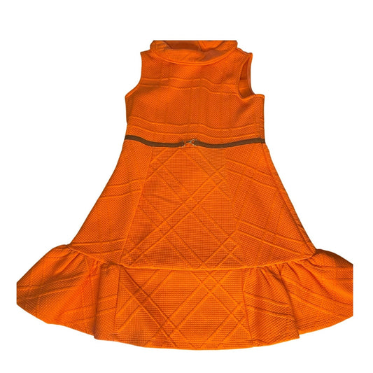 Janie and Jack Jacquard orange ruffle hem sleeveless equestrain dress SIZE 8