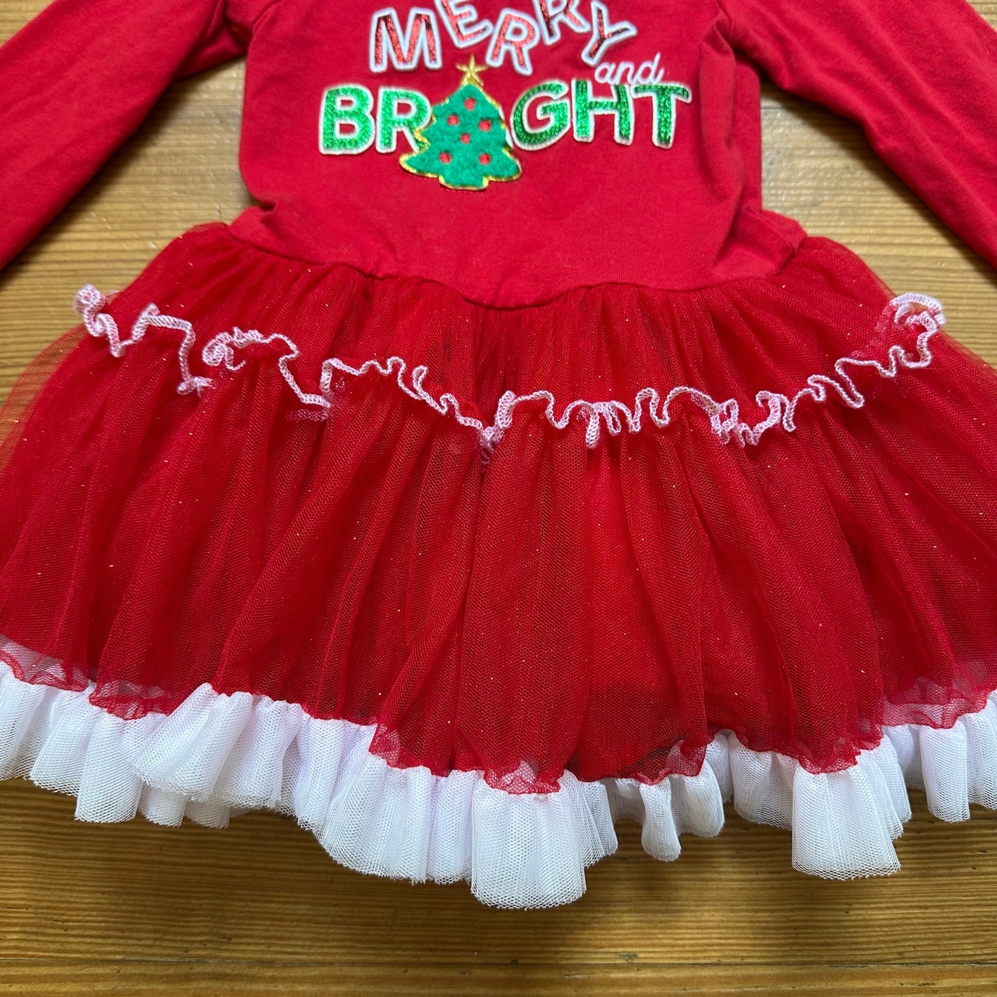 Counting Daisies red Merry Bright Christmas long sleeve tutu dress SIZE 18M