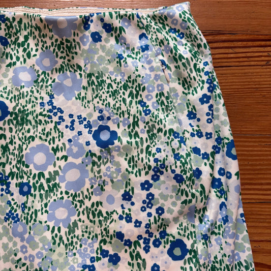 Tory Burch Sport white blue green floral athletic lined skirt SIZE M