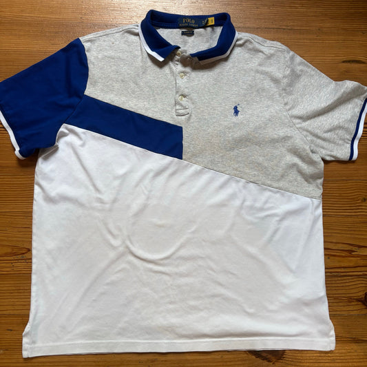 Polo Ralph Lauren white gray blocked short sleeve polo shirt SIZE XL