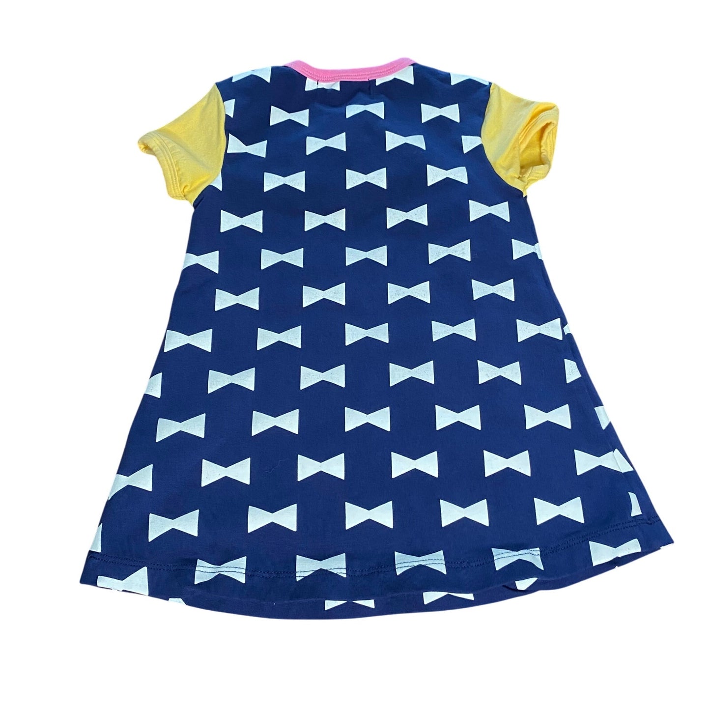 Tooby Doo blue yellow bow color block short sleeve dress SIZE 6-12M