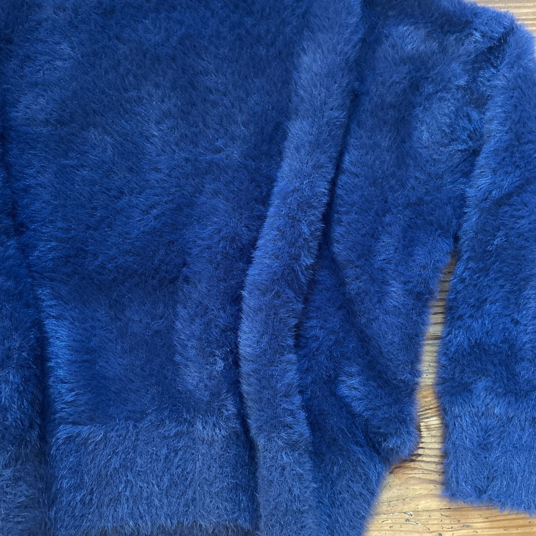 Altar'd State blue fuzzy mock neck cropped oversized sweater SIZE S