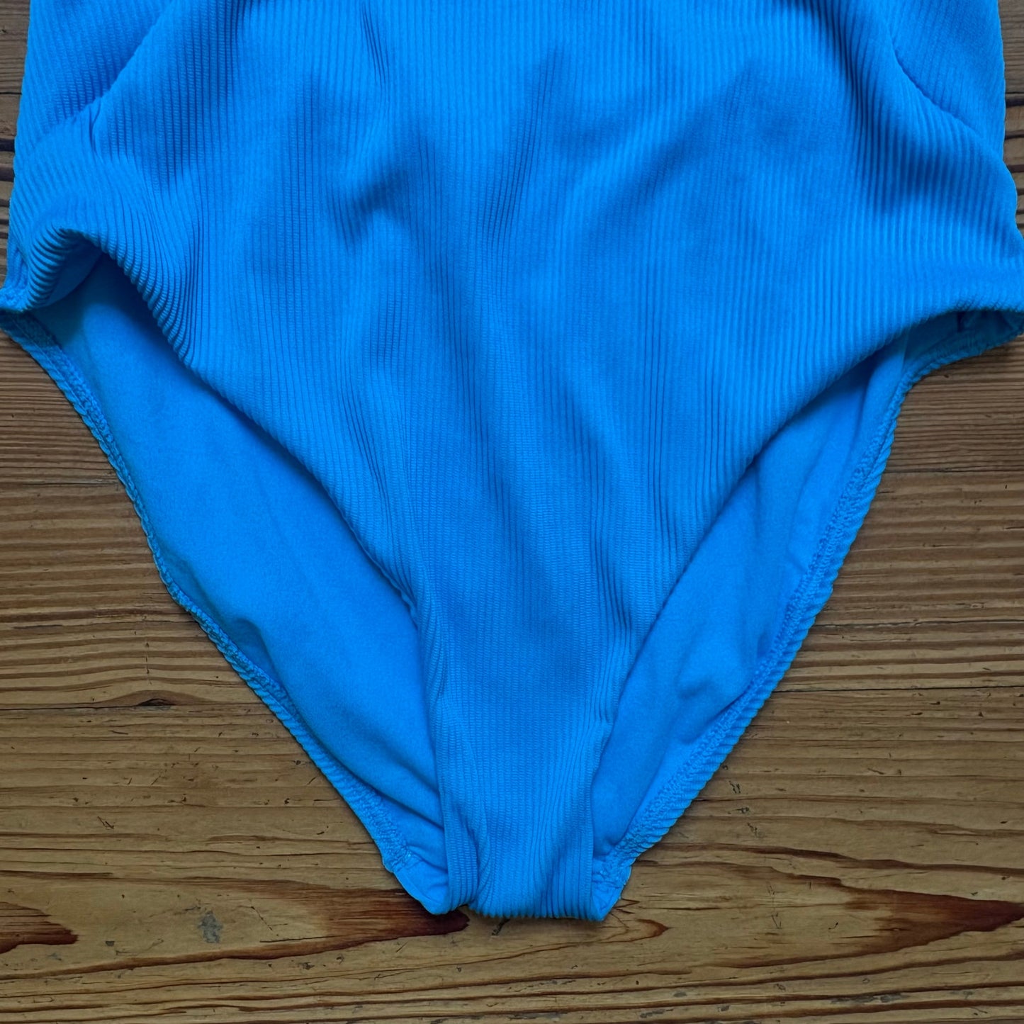 SO aqua blue ribbed lace open back moderate coverage one piece swimsuit SIZE L