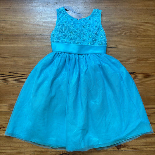 Jayne Copeland turquoise blue floral sleeveless tulle formal girls dress SIZE 7
