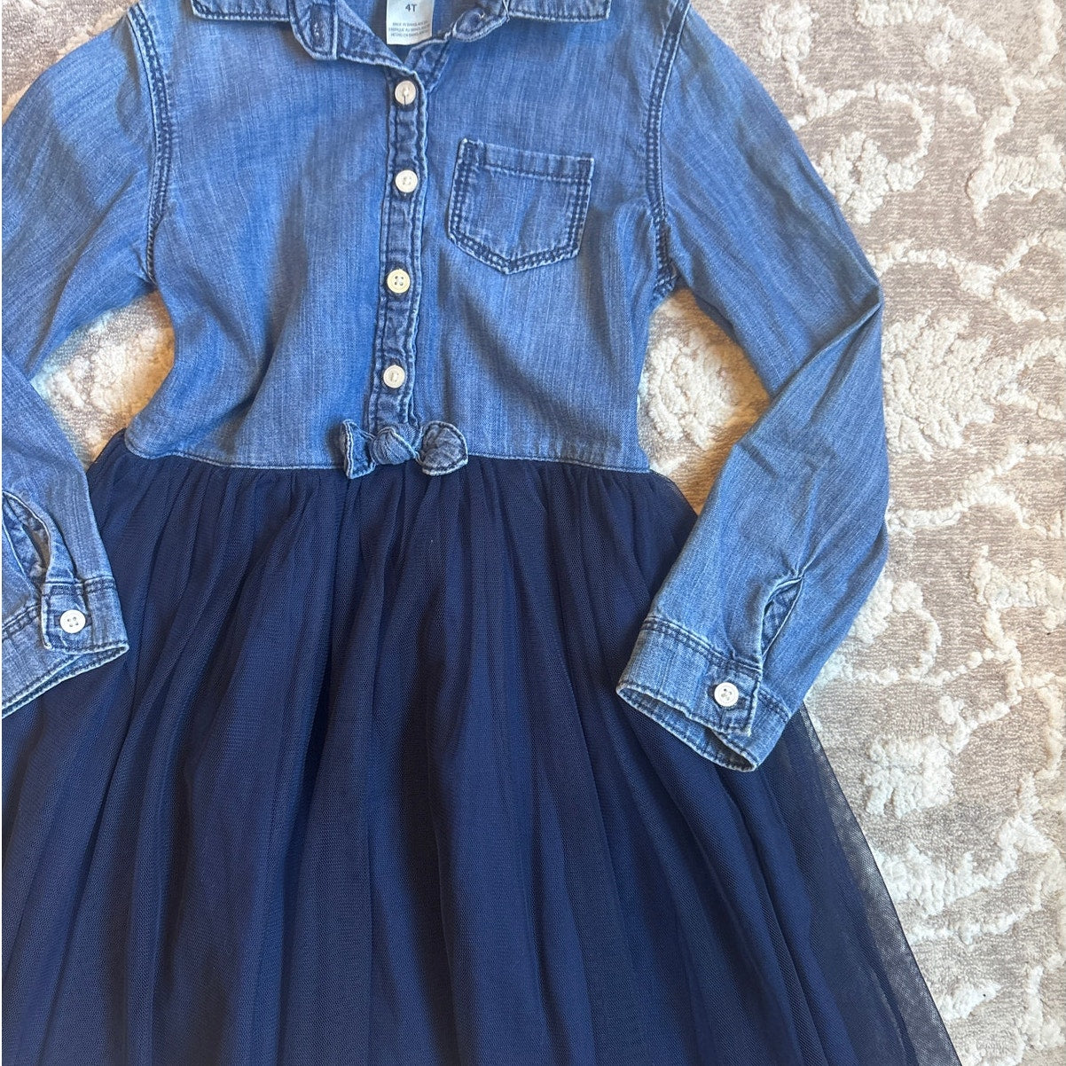 OshKosh B'gosh blue denim button up tutu bottom shirt dress SIZE 4T