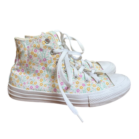 Converse All Star Chuck Taylor white floral high top lace up sneakers SIZE 5