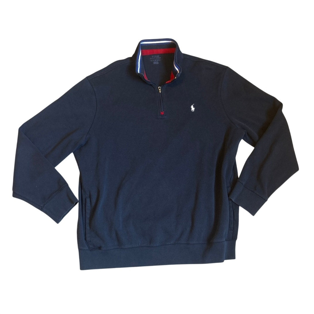Polo Ralph Lauren dark navy quarter zip pullover mens sweater SIZE XL