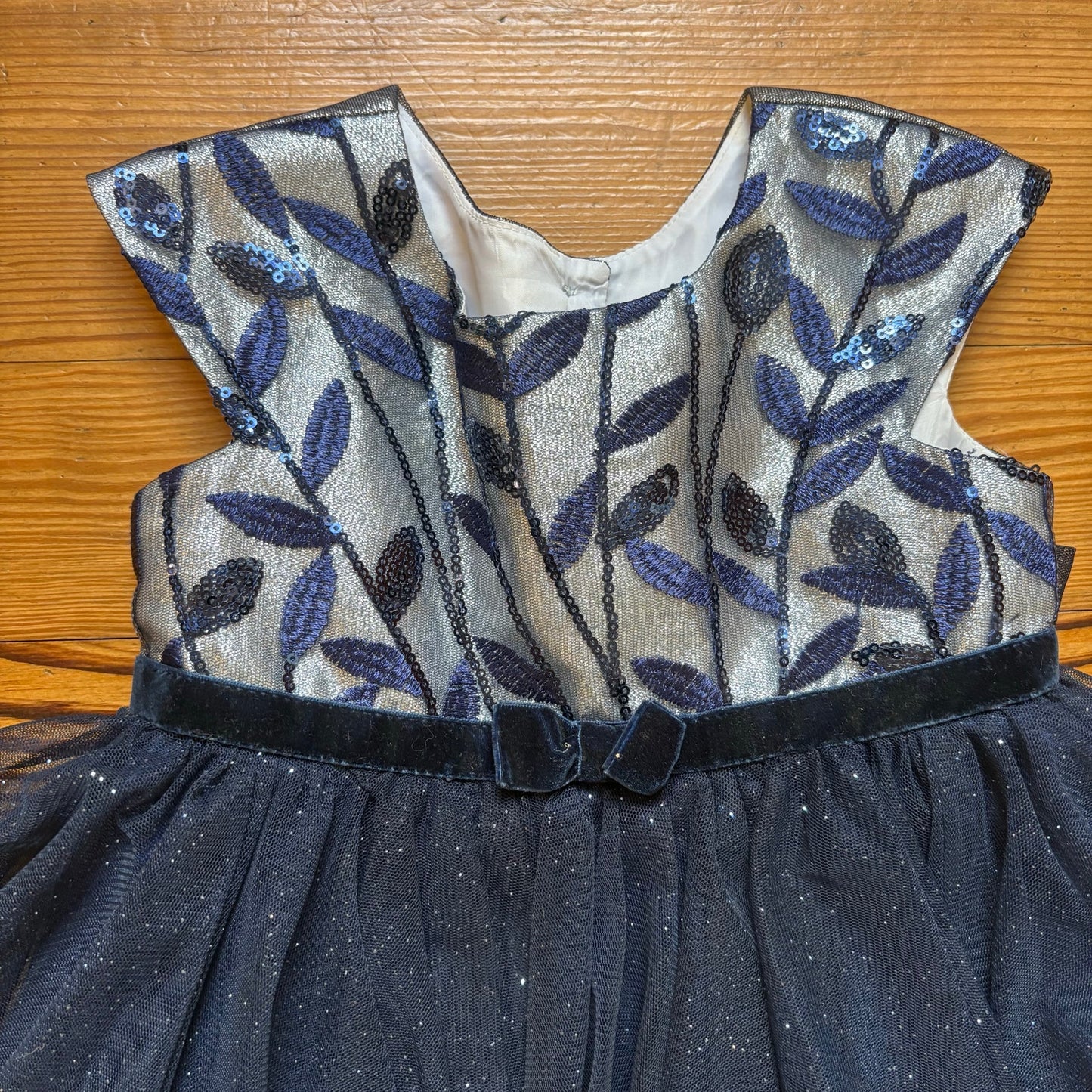 Jona Michelle navy blue silver glitter tutu toddler formal dress SIZE 2T