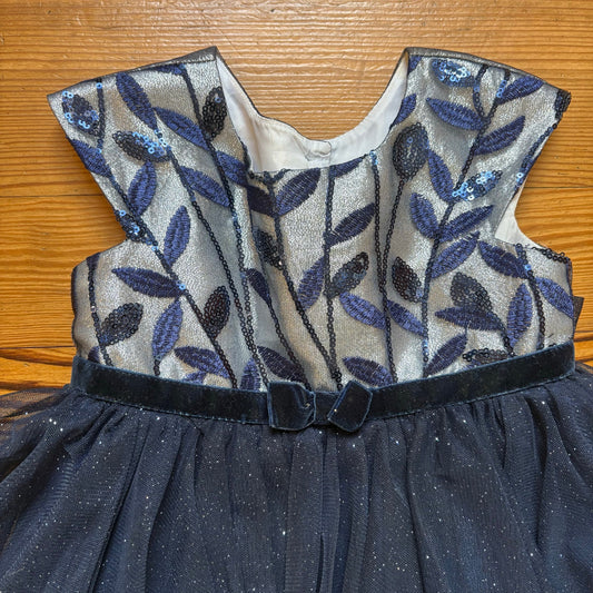Jona Michelle navy blue silver glitter tutu toddler formal dress SIZE 2T