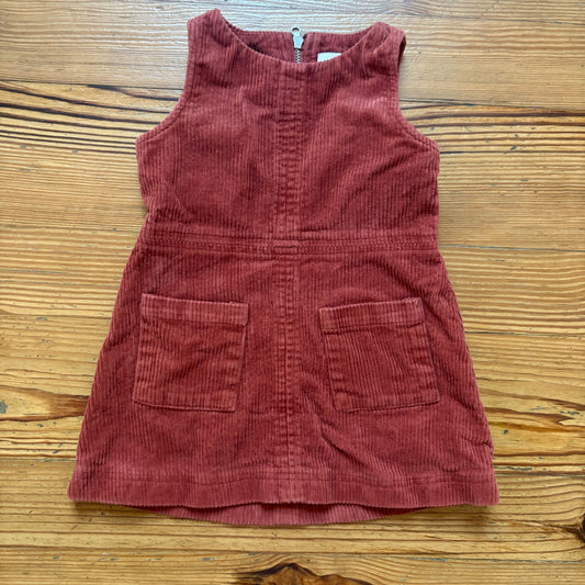 GB Girls brown corduroy sleeveless pocket front toddler dress SIZE 2T