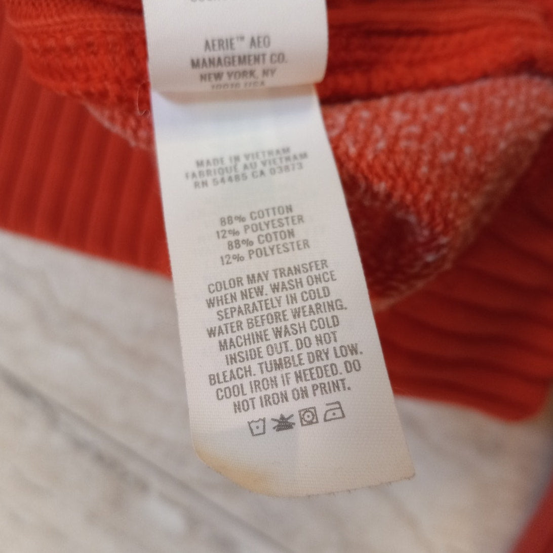 Aerie red Mind in the Mountains ribbed side crew sweatshirt SIZE M