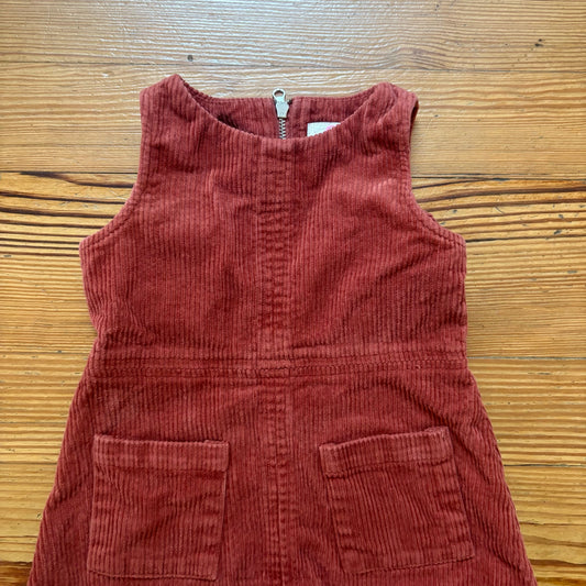 GB Girls brown corduroy sleeveless pocket front toddler dress SIZE 2T