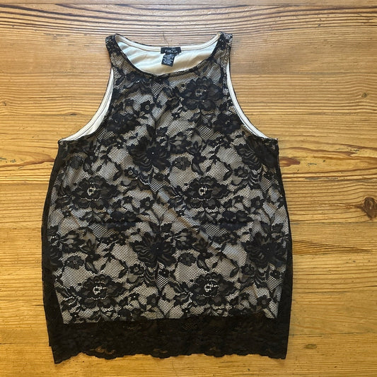 rue21 black lace overlay nude tank SIZE M