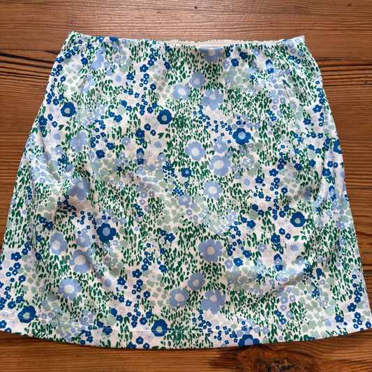Tory Burch Sport white blue green floral athletic lined skirt SIZE M