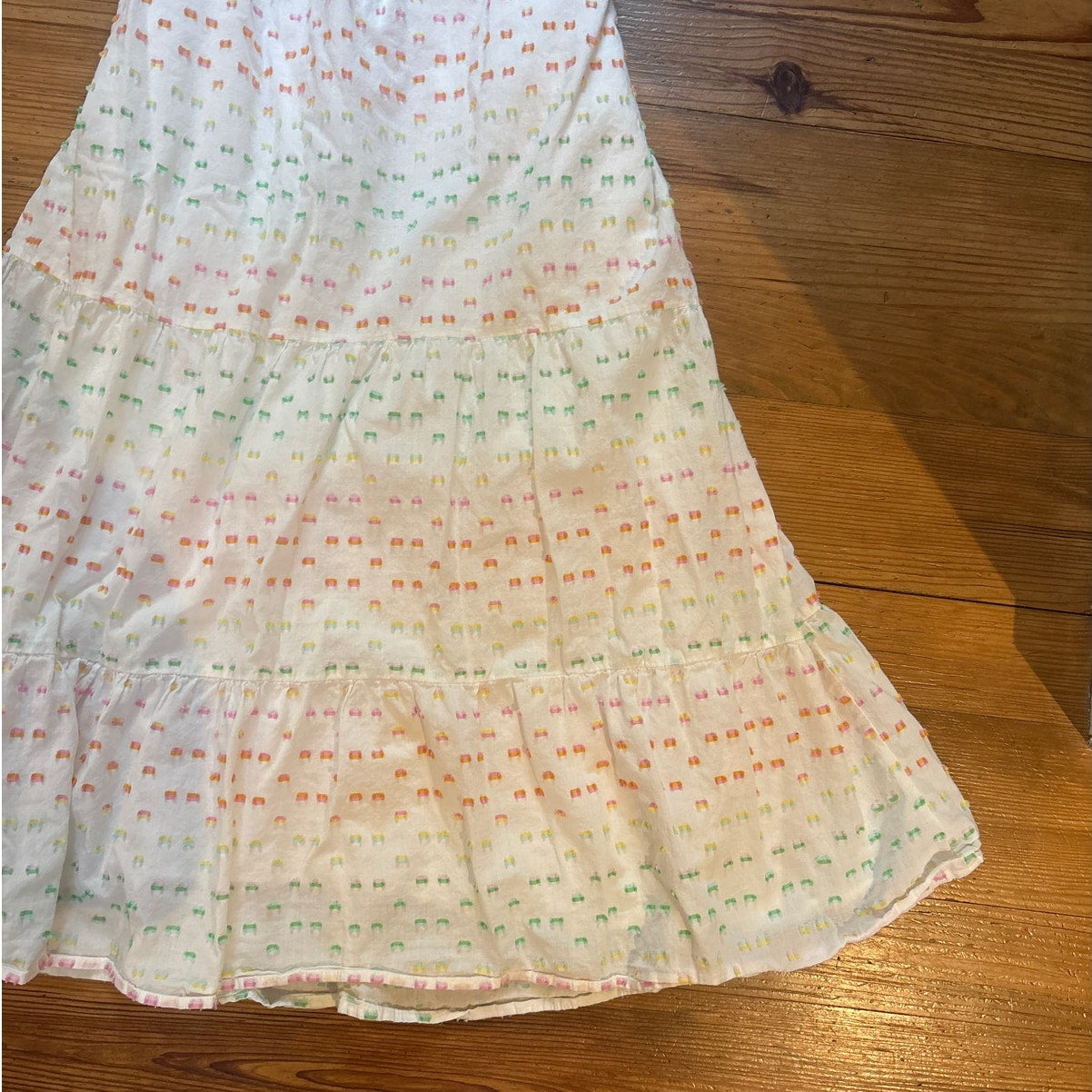 Draper James white colorful polka dot tiered ruffle sleeve midi dress SIZE XL