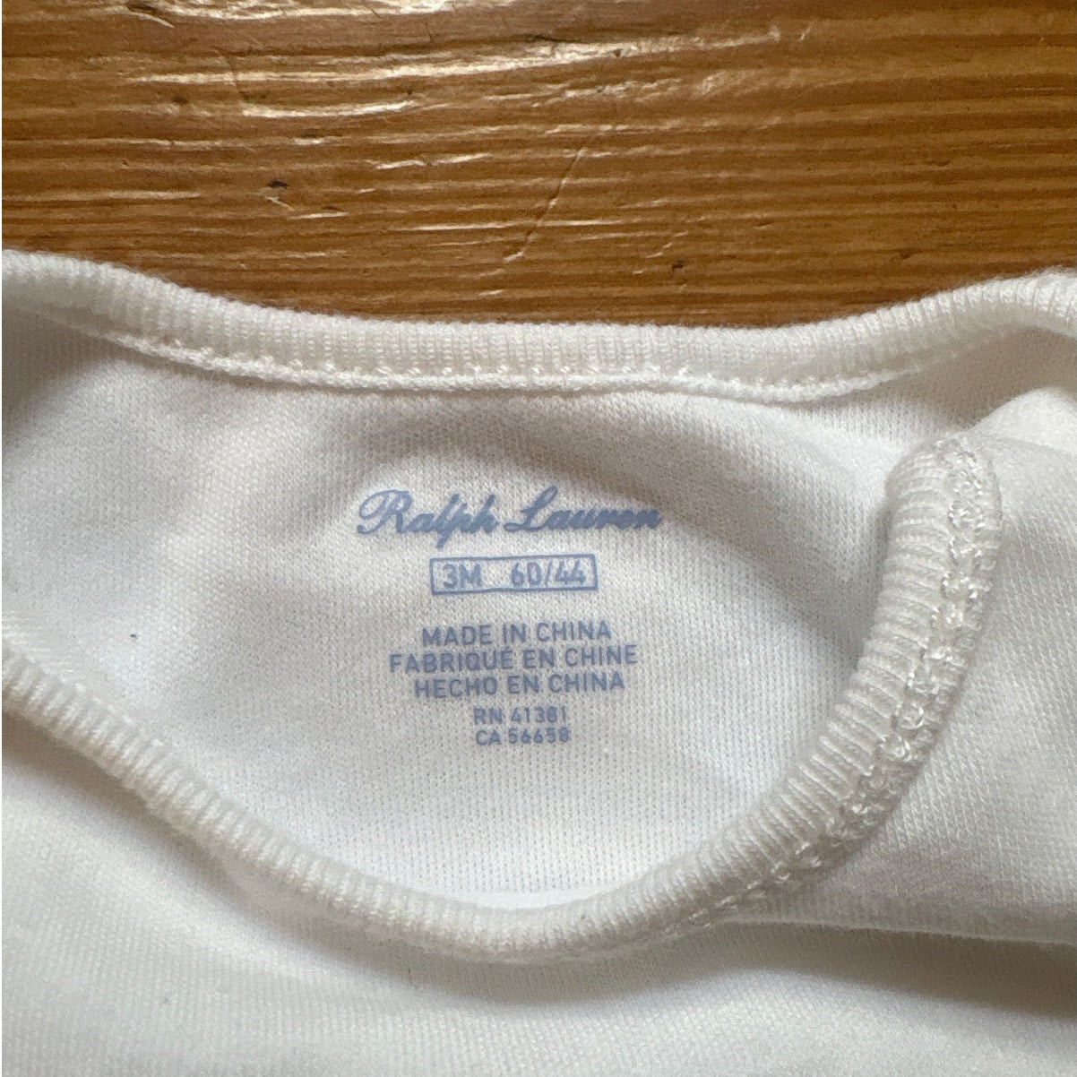 Ralph Lauren white gray animal stitched short sleeve cotton bodysuit SIZE 3M