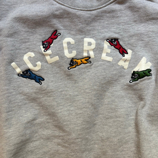 Kids Kennel light gray ice cream dog embroidered crew sweatshirt SIZE 2T