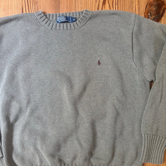 Polo Ralph Lauren taupe brown knit crew sweater SIZE XL