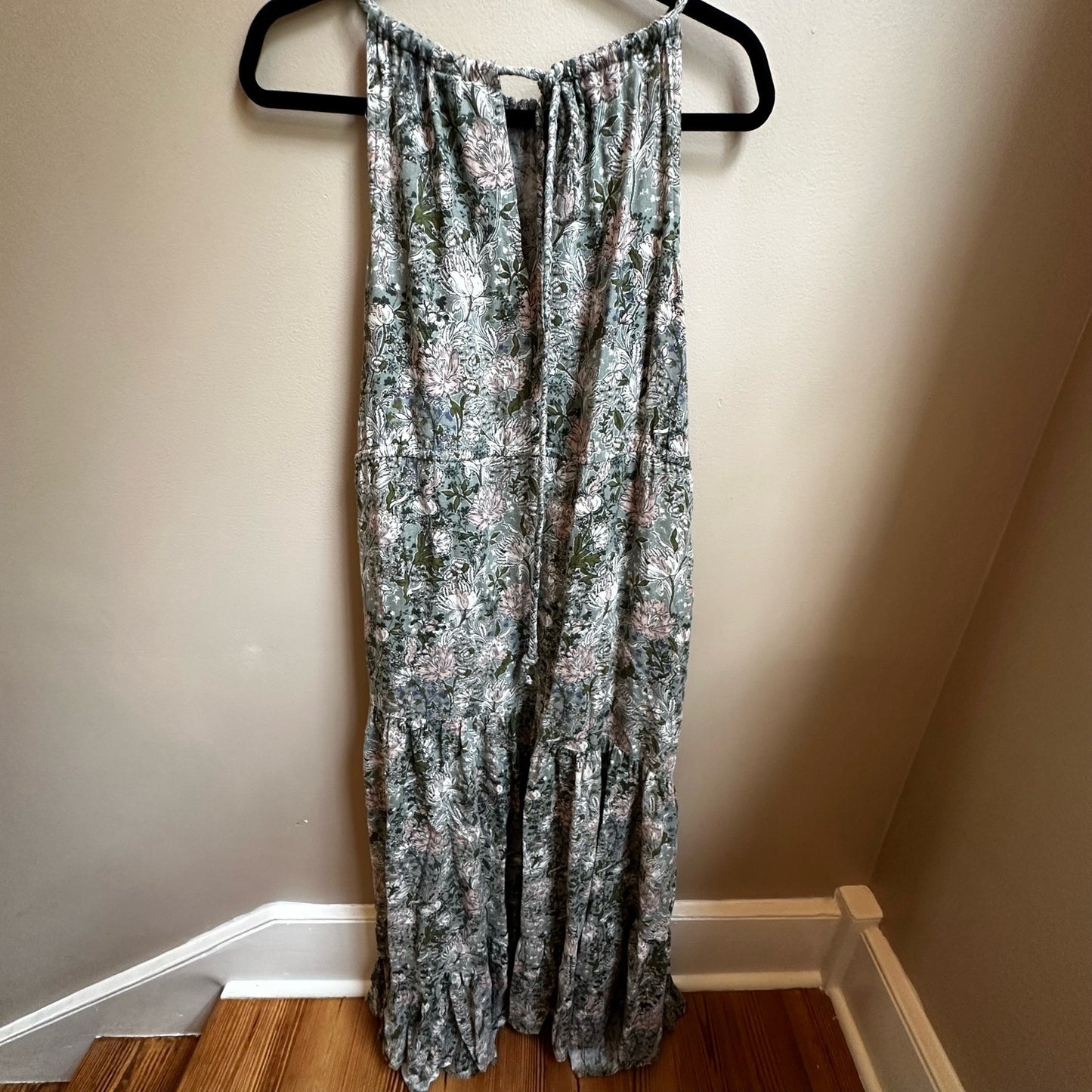 Joie green floral sleeveless halter keyhole maxi dress SIZE M