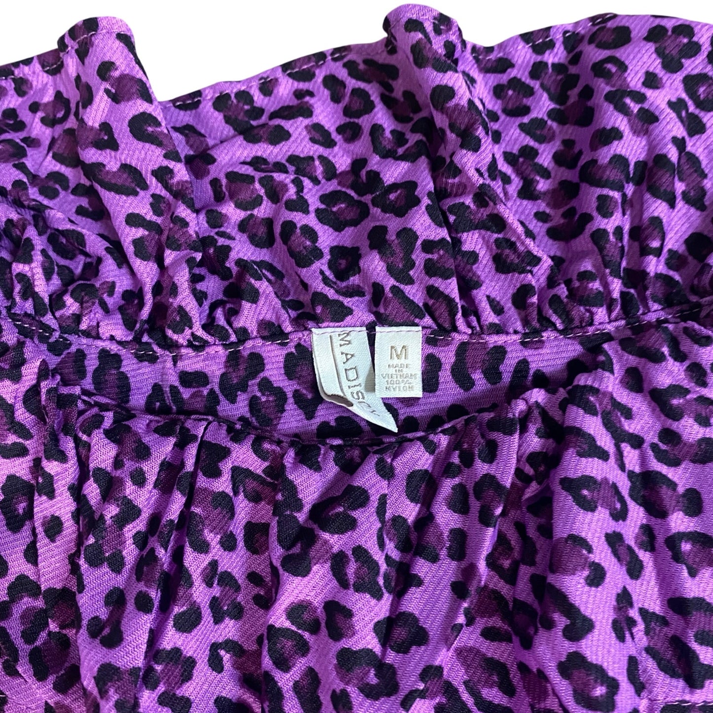 Madison purple black cheetah print ruffle layered tank SIZE M
