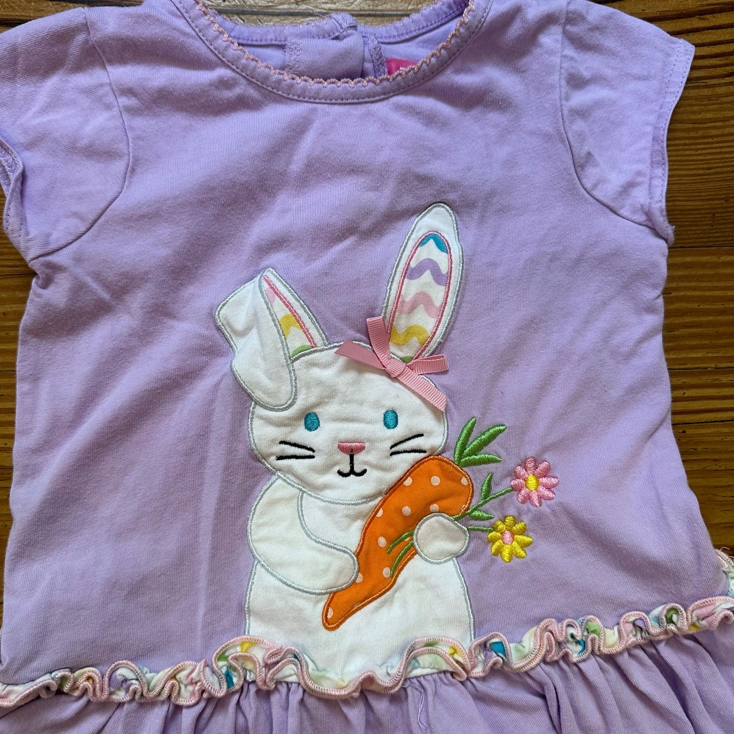 Good Lad purple short sleeve bunny spring embroidered ruffle dress SIZE 3T