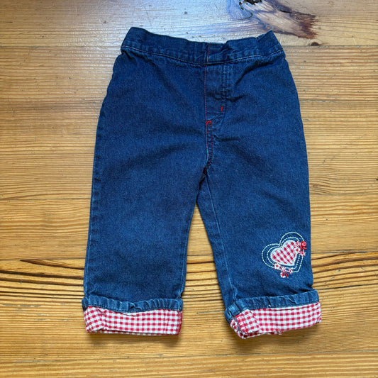 Fisher-Price vintage red white checkered heart hem toddler jeans SIZE 2T
