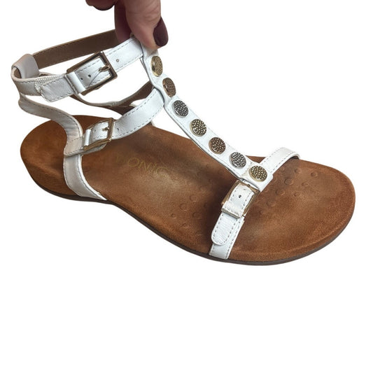 Vionic Hailey white leather metallic studded gladiator strappy sandals SIZE 7
