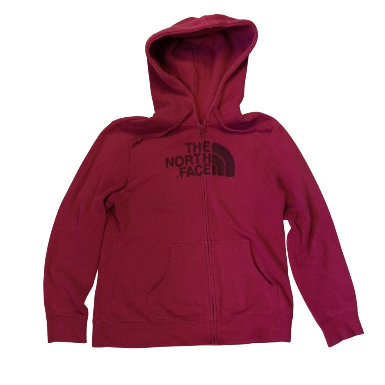 The North Face magenta full zip graphic womens hoodie sweatshirt SIZE XL