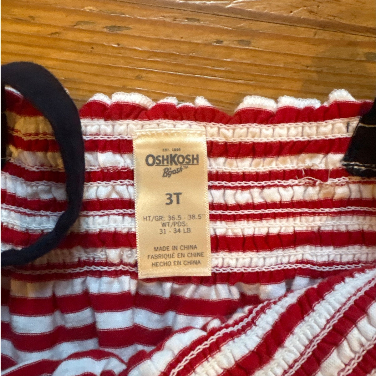 OshKosh B'gosh red white striped blue ruffle tank dress SIZE 3T
