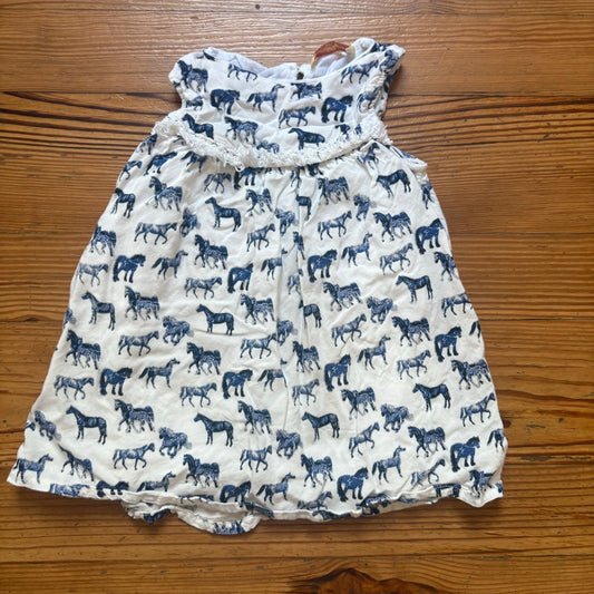 Sweet Magnolia white blue horse print sleeveless fringe shirt SIZE 4T
