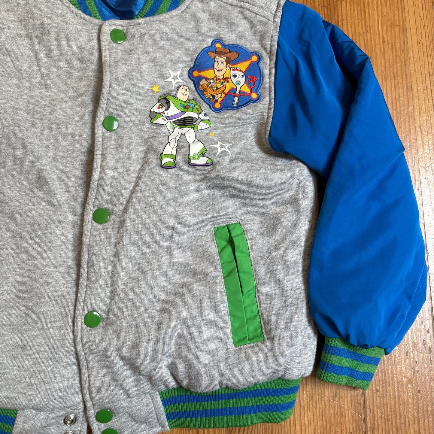 Disney Toy Story light gray blue graphic varsity cotton jacket SIZE 5
