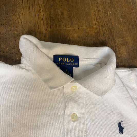 Polo Ralph Lauren white short sleeve navy pony boys polo shirt SIZE 6