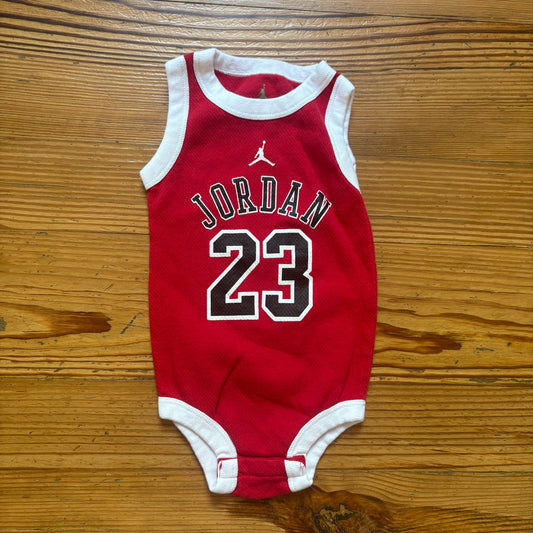 Jordan 23 red white sleeveless baby bodysuit SIZE 0-6M