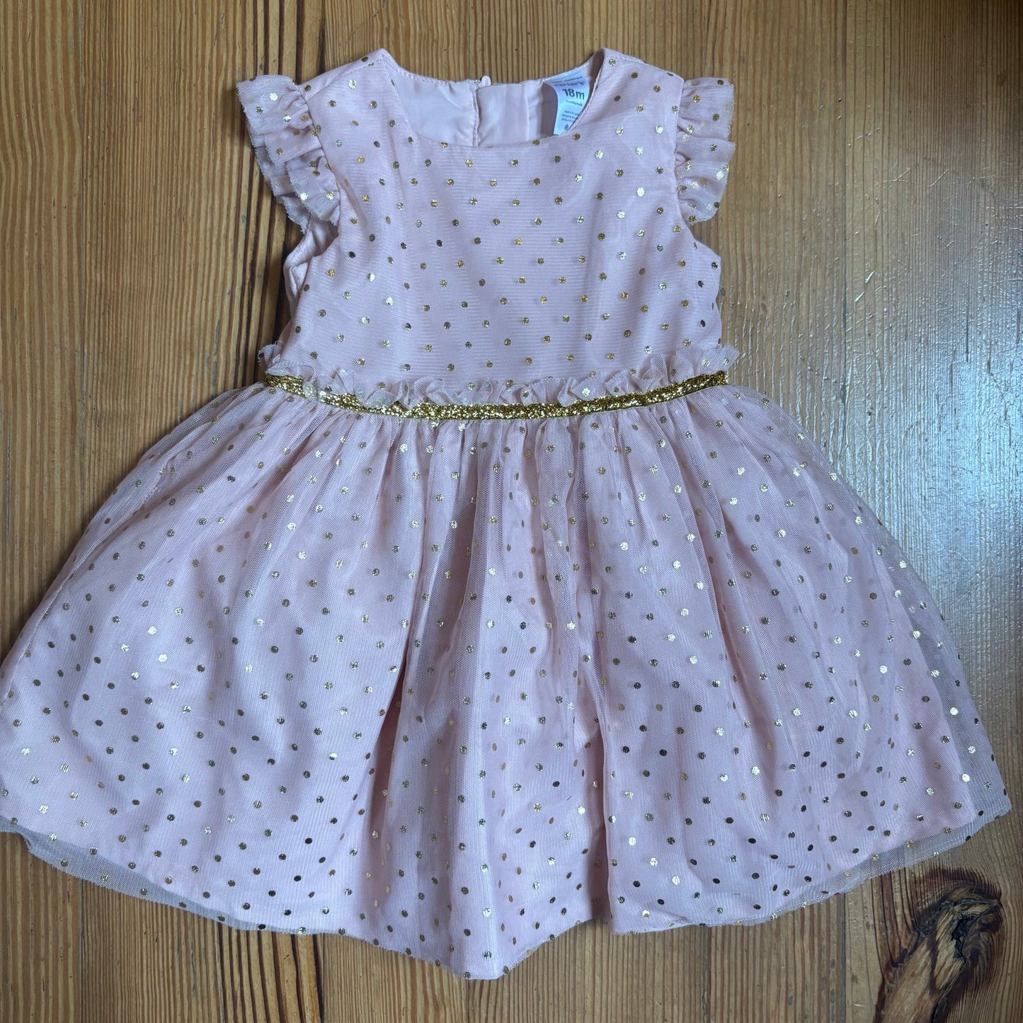Carter's blush pink gold polka dot sleeveless tutu dress SIZE 18M