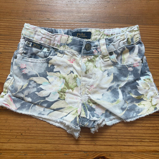 Polo Ralph Lauren floral adjustable light wash jean girls shorts SIZE 6