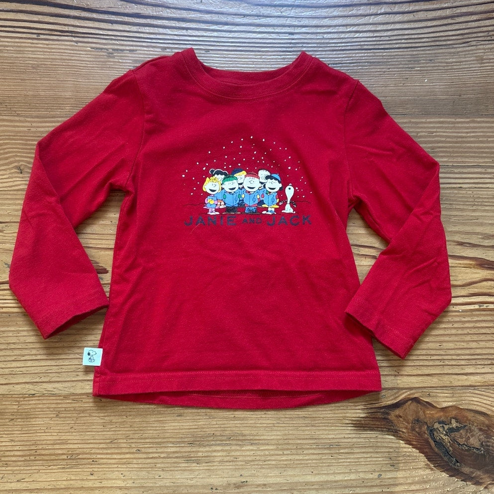 Janie and Jack red Peanuts Christmas holiday long sleeve shirt SIZE 2T