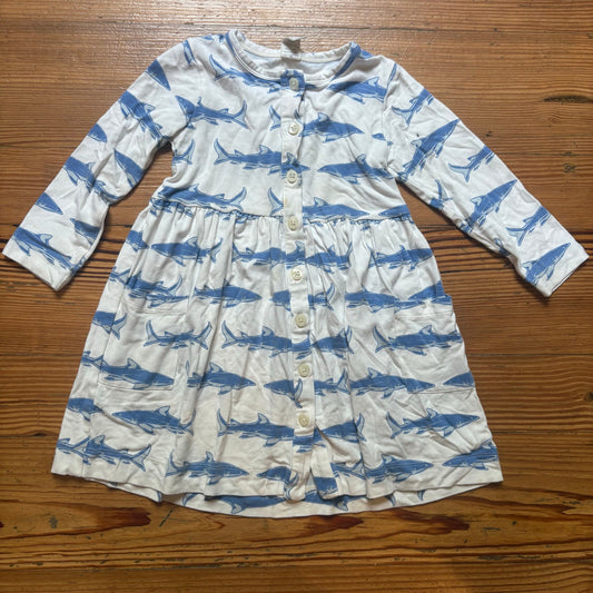 Kate Quinn bamboo ivory blue shark long sleeve bodysuit dress SIZE 2T