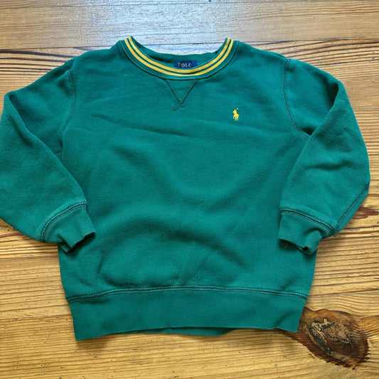 Polo Ralph Lauren green yellow lined hem crew sweatshirt SIZE 7