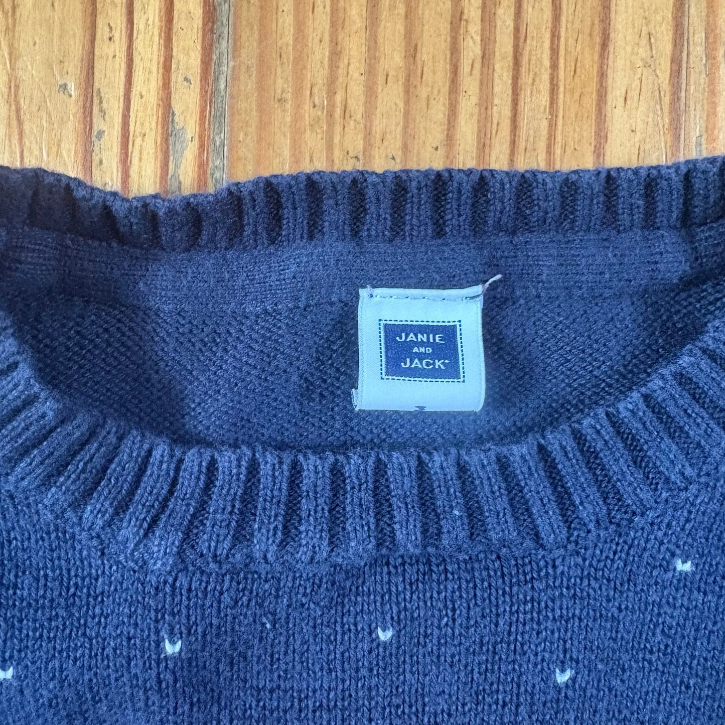 Janie and Jack blue red train winter knit toddler crew sweater SIZE 3