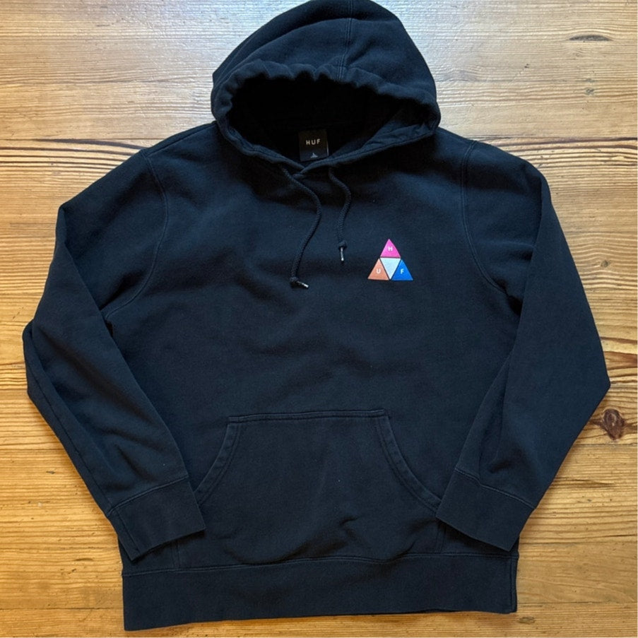 HUF black pullover large prism back graphic mens hoodie SIZE L