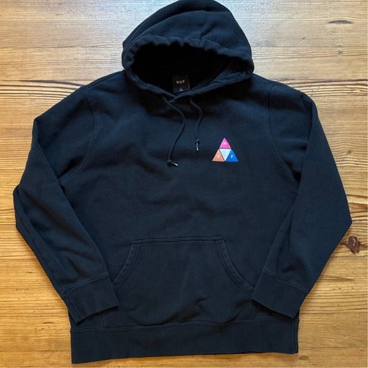 HUF black pullover large prism back graphic mens hoodie SIZE L