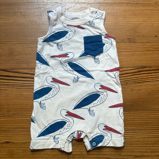 Tea white blue pelican coastal sleeveless shorts one piece SIZE 9-12M